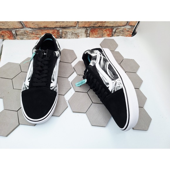 Men Sz 12 Vans Old School Comfy Cush Black White Swirl Sneakers CC After Dark - Picture 10 of 11